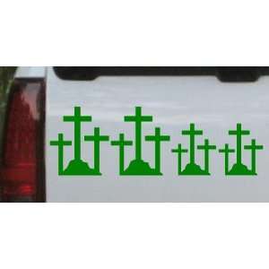 Dark Green 30in X 10.1in    Christian 3 Crosses Stick Family Stick 