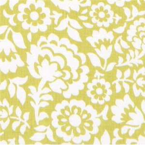 green Michael Miller fabric with ornaments flowers (Sold in multiples 