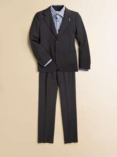 Armani Junior   Boys Pinstriped Stretch Wool Suit