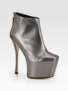Giuseppe Zanotti   Metallic Leather Platform Ankle Boots