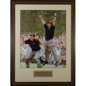 Phil Mickelson unsigned 2004 Masters Jump 2 pose 16X20 Custom Leather 