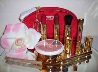 Estee Lauder Makeup Gift Set Coach Cosmetic Bag RED  