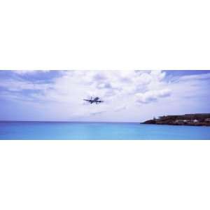 Airplane Flying over Sea, Princess Juliana International Airport, Maho 