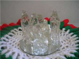 Vintage Clear Glass Nativity Christmas Figurines Set  