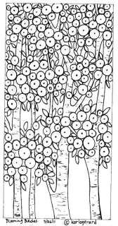 RUG HOOK PAPER PATTERN Blooming Birches Folk Art KarlaG  