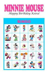 Disneys Minnie Mouse Birthday Party Game Bingo Cards  