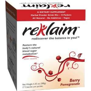 Reklaim Herbal Powder Drink Mix, Berry Pomegranate, 15 Count Package 