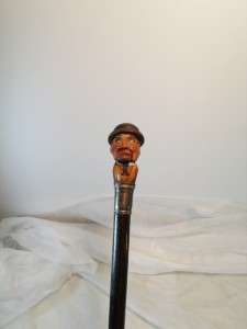   Articulate Puppet Walking Cane, Stick Hand Carved Wood & Sterling Cane