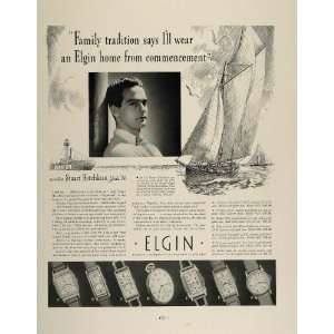  1936 Ad Elgin Watches Stuart Hotchkiss Yale Sailing 