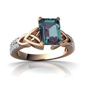   Gold Emerald cut Created Alexandrite Engagement Ring Size 7.5 Jewelry