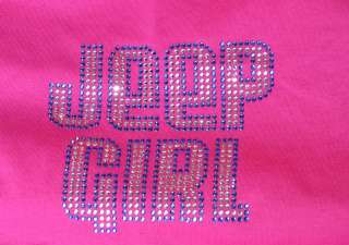 COLOR RHINESTONE EXTREME BLING JEEP GIRL WOMENS TEE SHIRT  