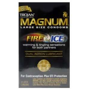 Trojan Magnum Fire and Ice Large Size Condoms   10 Pack  