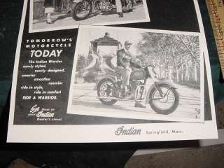 INDIAN WARRIOR SALES POSTER INDIAN VERTICAL TWIN,Tomorrows motorcycle 