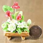 Dollhouse Miniature Rose Iris Lily Flower Arrangement Bouquet Pot 1:12 