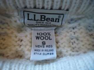   Bean Mens Irish Fishermans 100% Wool Sweater S Small Made in Ireland
