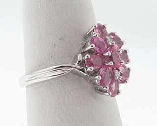 Estate Natural Pink Sapphires Diamonds White Gold Ring  