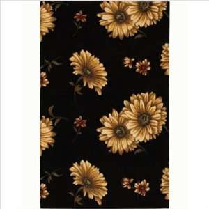   Lotus Garden Gerber Daisy Black Transitional Rug Furniture & Decor