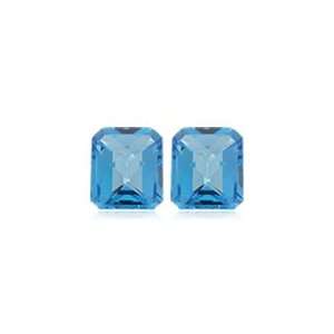   Checker Board Loose Swiss Blue Topaz ( 2 pcs ) Gemstones Jewelry