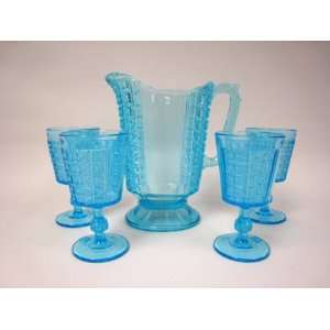  Pressed Glass Pitcher and Goblets: Kitchen & Dining