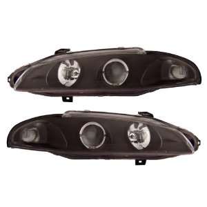   99 Mitsubishi Eclipse Black LED Halo Projector Headlights: Automotive