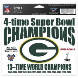  Green Bay Packers 4x Super Bowl 13x World Champions 4x6 