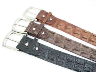 Genuine Brown Crocodile Hornback Skin Leather Mens Belt  