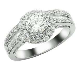 Halo Style Engagement Rings With Two Rows Of Pave Set Diamonds with a 