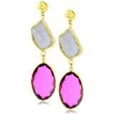 zariin the happy facet of life pink quartz gold earrings $ 168 00 