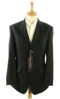 NEW Marco Carlotti   Mens Black Pinstripe Suit 46R  