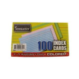  Index Cards Asst.Colors   Ruled   100 ct   3 x 5 Case 