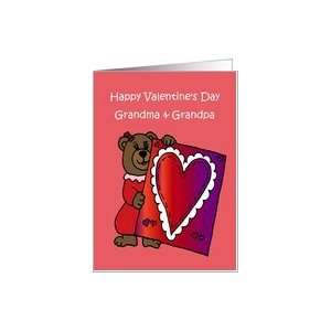  Girl Bear holding a valentine for her grandma and grandpa 