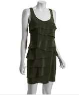 Shoshanna  green silk tiered racerback dress style# 317922901