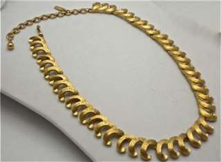 Vintage MONET Satin Gold Tone Plated Link Necklace 16 L x 1/2 W 