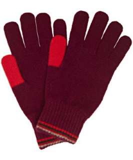Paul Smith red wool colorblock thumb gloves  
