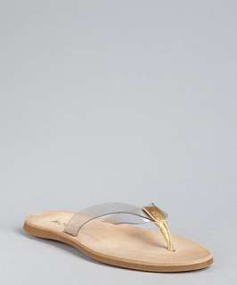 Hogan gold leather clear rubber thong sandals