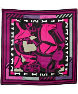 Hermes magenta Puzzle square silk scarf  