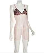 Cosabella rose contrast mesh and satin babydoll chemise style 
