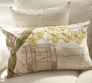 Pottery Barn Yellow Orchid Embroidered Lumbar Pillow Cover  