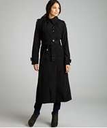 London Fog black double breasted belted long trench style# 317418901