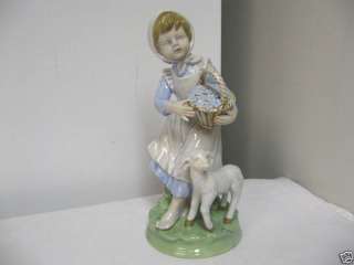 Older NARCO Porcelain 9 1/2FLOWER GIRL & LAMB Figurine  