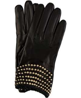Portolano black leather studded driving gloves  