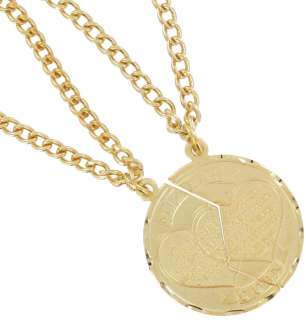 New Mizpah Coin Pendant Necklace Best Friends Genesis Fancy Cut Gold 