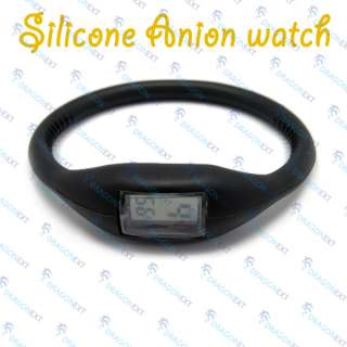   Black Ultra Light Minus Ion Silicone Sport Wrist Watch Bracelet