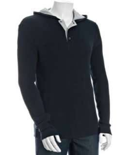 MICHAEL Michael Kors navy cotton thermal hooded henley   up to 