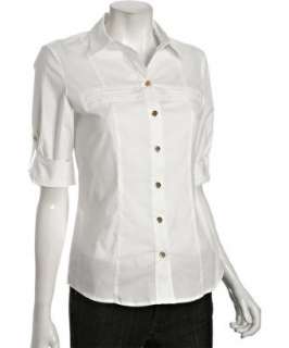 MICHAEL Michael Kors white stretch cotton rolled sleeve blouse 