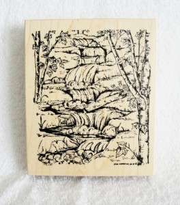 Northwoods rubber stamps Babbling Stream woods nature  