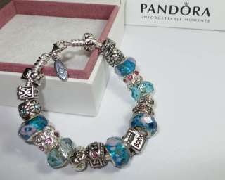 Authentic Pandora Bracelet Book Lover with 19 Beads & Charms w 