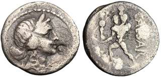 Julius Caesar Silver Denarius Aenas Holding Father Authentic Roman 