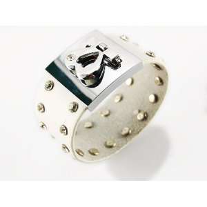   Rhinestone Stud Rockstar Leather Wrist Cuff Band Bracelet Jewelry