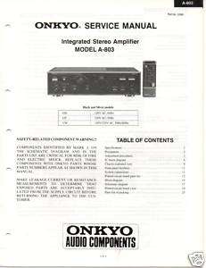 Original Service Manual Onkyo A 803 Int Amp  